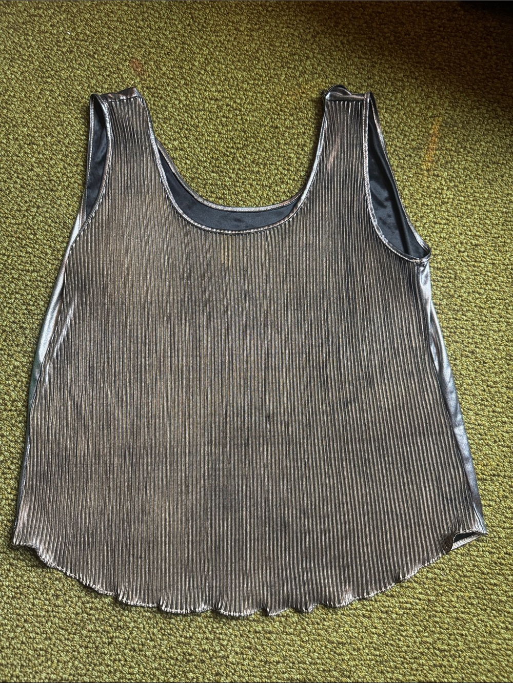 Vintage Gold Ruffle Front Tank